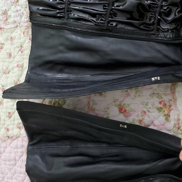 Prada Gauffre Ruched Patent nappa leather knee tall boots black shirred 6.5 36.5 - Picture 14 of 15